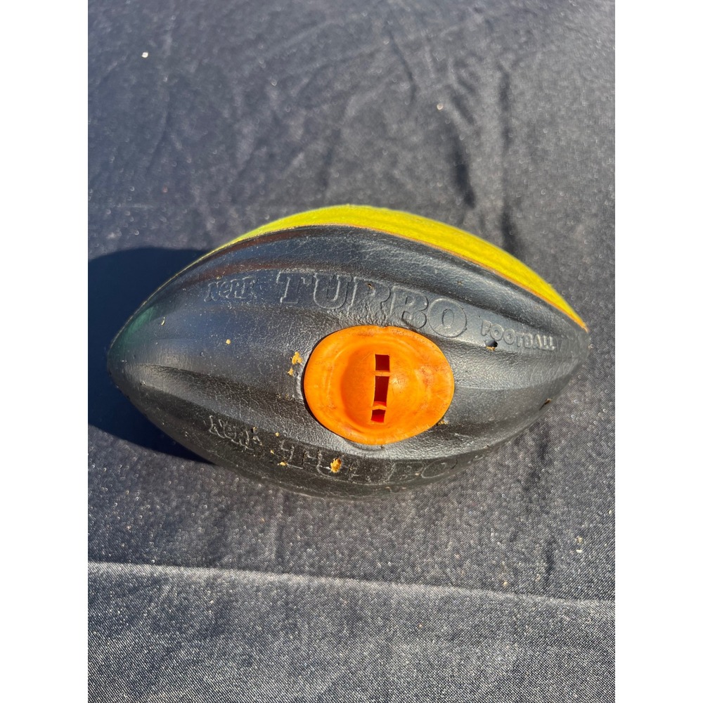 Vintage Nerf Turbo Screamer Foam Football Black Yellow Whistling Retro Toy